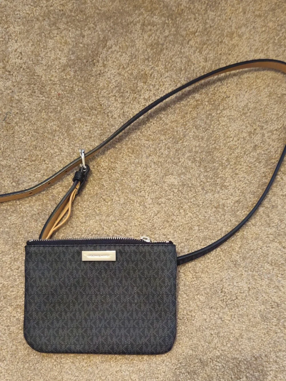 Michael Kors Black Signature Wristlet with Gold Plaque